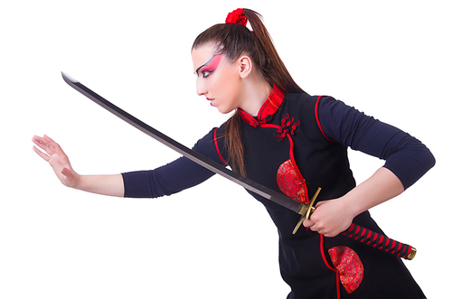 Woman in japanese martial art concept