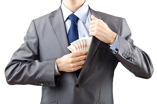 Man with money isolated on the white