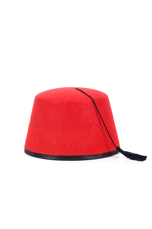 Red fez hat isolated on the white