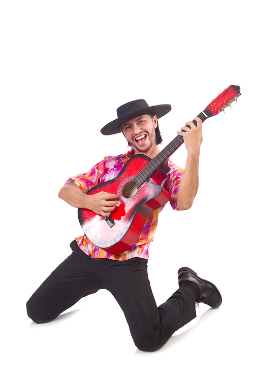 Man wearing sombrero with guitar