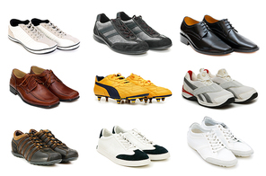 Various shoes isolated on the white