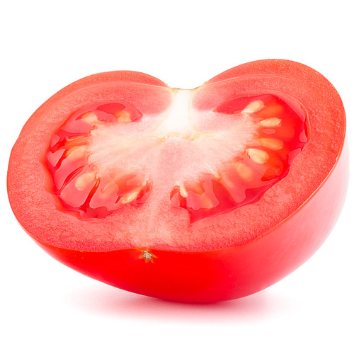 Tomato vegetable slice isolated on white cutout