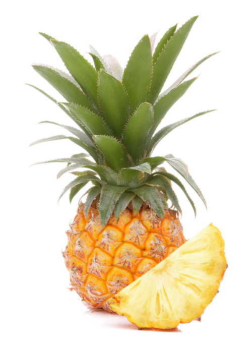 Pineapple tropical fruit or ananas isolated on white cutout