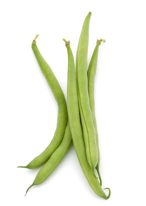 Green beans handful isolated on white cutout