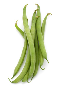 Green beans handful isolated on white cutout