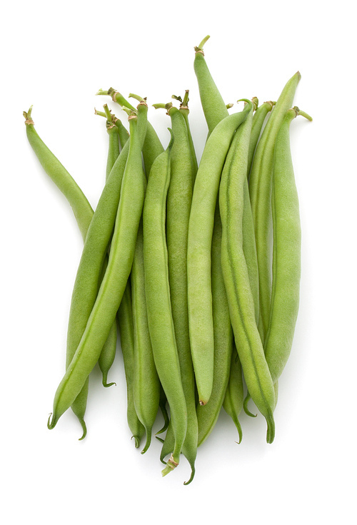 Green beans handful isolated on white cutout