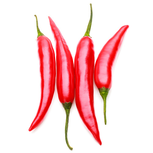 red chili or chilli cayenne pepper isolated on white  background cutout