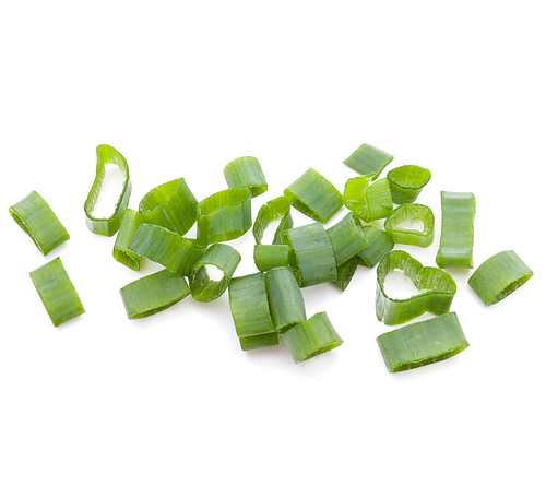 chopped spring onion or scallion isolated on white cutout