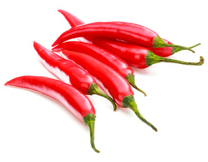 red chili or chilli cayenne pepper isolated on white  background cutout