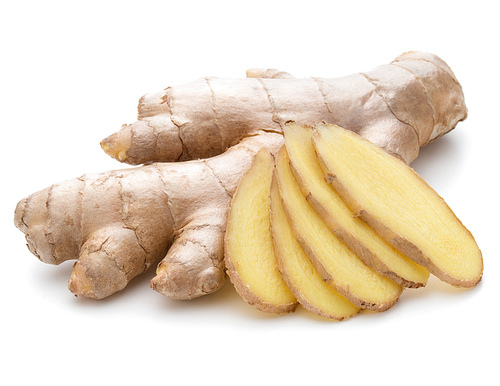 Fresh ginger root or rhizome isolated on white cutout