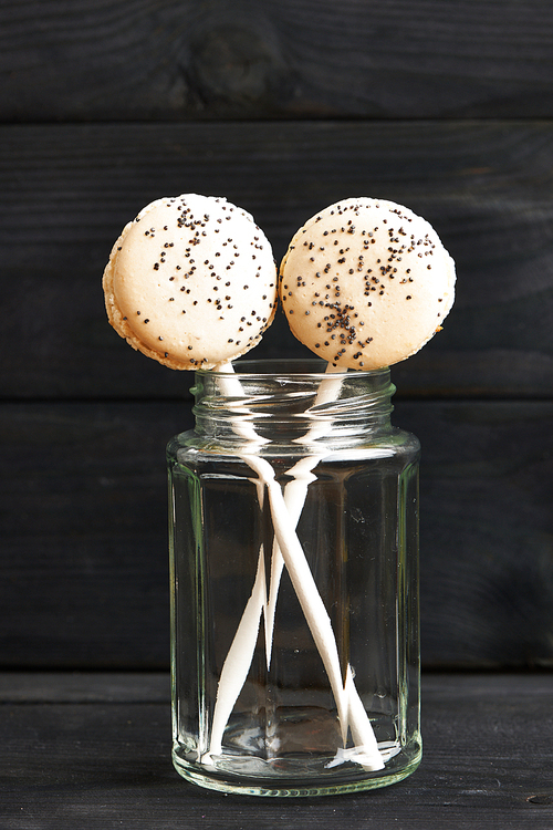 French delicious dessert macaroons on table