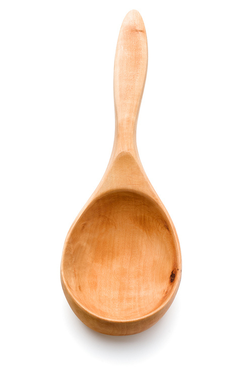 Carving wooden spoon isolated on white cutout