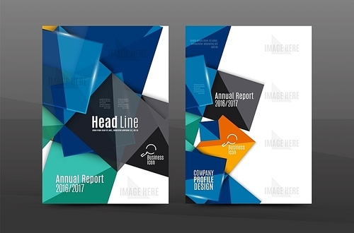 Multipurpose A4 flyer or annual report layout. Various geometric shapes design. A4 size page