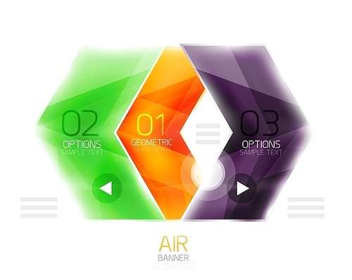 Air light glossy design of arrows. Web info box or ui menu element. Vector