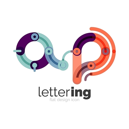 Linear business logo letter. Alphabet initial letters company name concept. Flat thin line segments connected to each other.