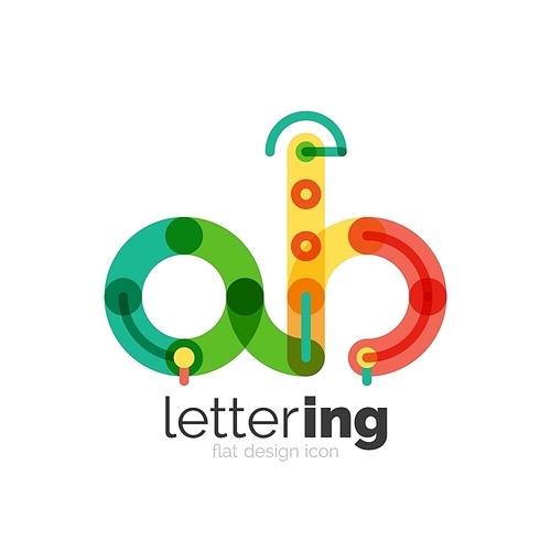 Letter logo business linear icon on white background. Alphabet initial letters company name concept. Flat thin line segments connected to each other