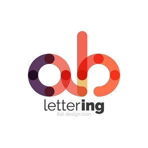 Letter logo business linear icon on white background. Alphabet initial letters company name concept. Flat thin line segments connected to each other