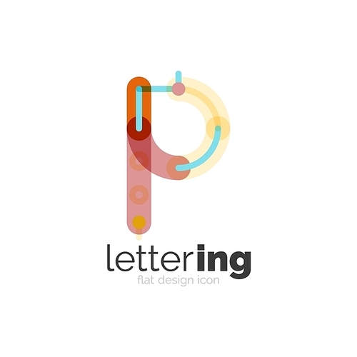 Letter logo business linear icon on white background. Alphabet initial letters company name concept. Flat thin line segments connected to each other. Flat cartoon industrial wire or tube design of ABC typeface