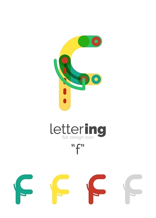 Alphabet letter font logo business icon. Company name concept. Flat thin line segments connected to each other.