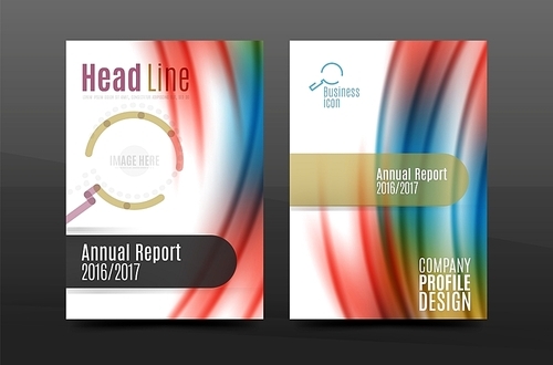 Wave pattern annual report business cover design. Brochure template layout magazine or flyer booklet in A4 size