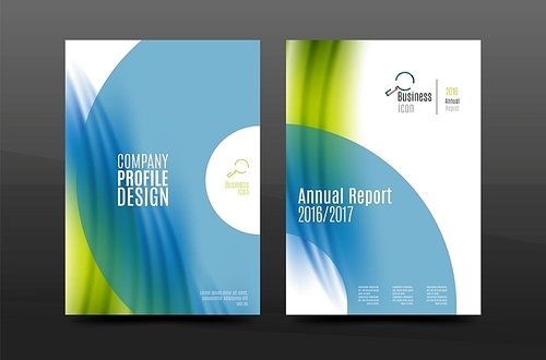 A4 size annual report business flyer cover, wave pattern presentation design. Leaflet or magazine layout