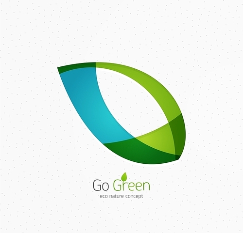 Eco nature leaf, go green environmental concept. Minimal abstract geometric design, created with circles and round shapes. Green and blue colors