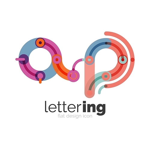 Letter logo business linear icon on white background. Alphabet initial letters company name concept. Flat thin line segments connected to each other