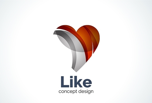 Love heart logo template, abstract elegant business icon, social like concept