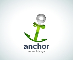 Vector ship anchor logo template, abstract business icon