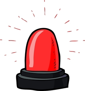 Cartoon doodle red flashing emergency light vector illustration