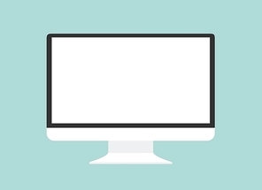 Computer monitor isolated. Computer monitor display. Computer display isolated. Black screen. lcd tv monitor isolated. Icon of monitor. Computer monitor icon. Flat monitor. Vector computer monitor