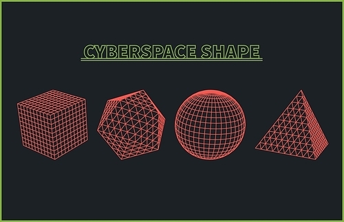 Abstract cyberspace geometric shapes. Cyberspace grid. 3d technology ...