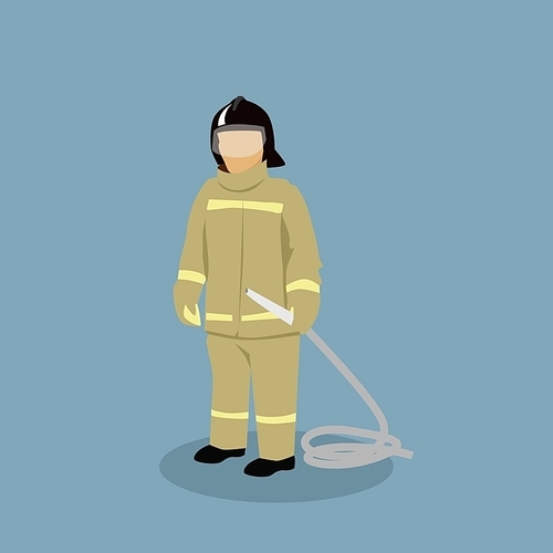Profession icon firefighter design flat style. Fireman and firefighter isolated, firefighter helmet, job firefighter, occupation firefighter, profession firefighter, professional man illustration