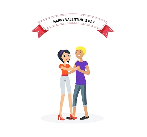 Happy valentine day couple dancing design flat. Valentines day, happy valentine, couple love, young couple, love and happy couple, woman and man couple, celebration pair, people romantic illustration