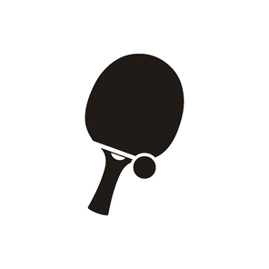 Ping pong tennis and ball monochrome icon. Tennis racket, ball and ping pong ball and icon sport, equipment for competition, tournament game and emblem ping pong. Vector illustration