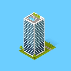 Skyscraper logo building icon. Building and isolated skyscraper, tower and office city architecture, house business building logo, apartment office vector illustration