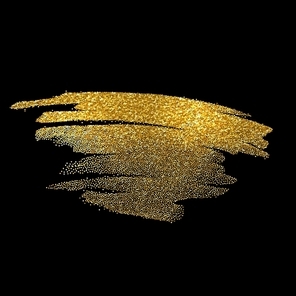 Gold sparkles on black background. Gold glitter background. Gold background for card, certificate, gift, luxury,  voucher, present