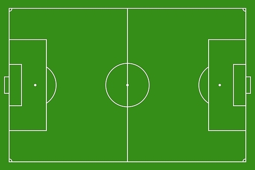 Soccer field, vector illustration. Football field with lines and areas. Marking the football field. FIFA soccer field size regulations.  105 : 68 m