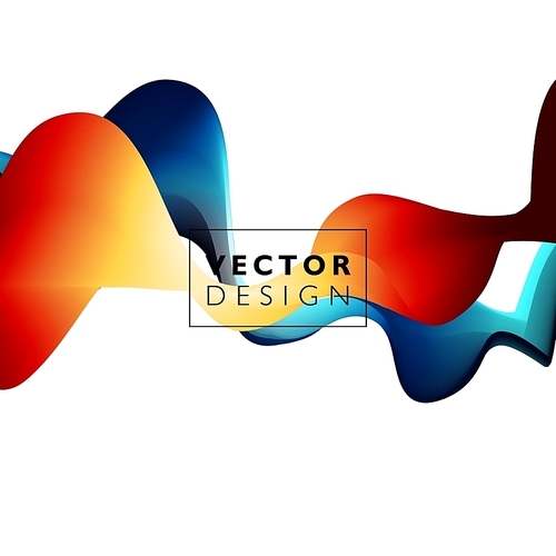 유토이미지 Abstract Smooth Color Wave Vector Curve Flow Orange And Blue