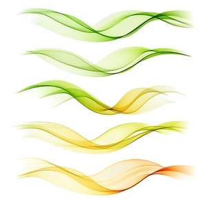 Set abstract color wave. Color smoke wave. Transparent wave. Abstract smooth wave vector. Smoke green wave. Vector yellow wave. Orange wave lines. Vector Abstract lines.