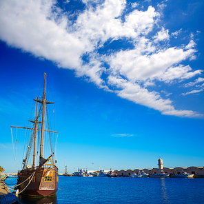 Gandia port promenade in Mediterranean Valencia of Spain