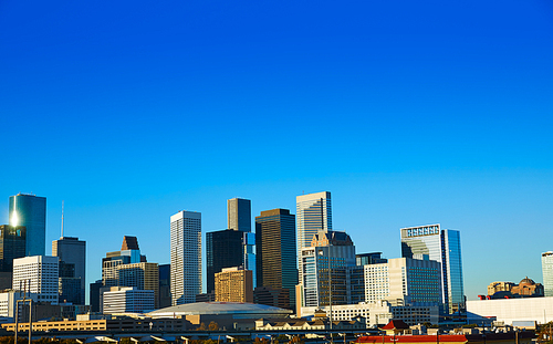 Houston downtown skyline of Texas city in US USA North America