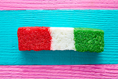 Mexican coconut flag candy striped chredded sweet from Mexico