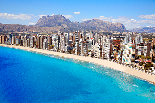 Benidorm aerial Levante beach in Alicante Mediterranean of Spain