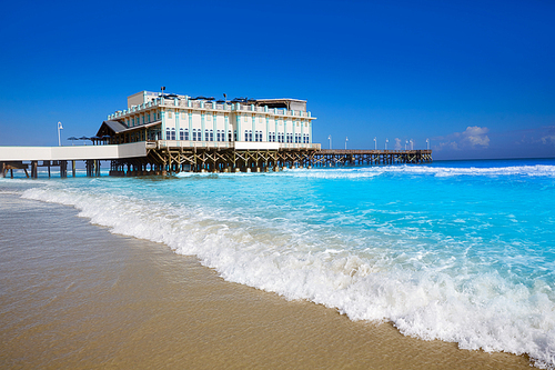 Daytona Beach in Florida with pier and coastline USA