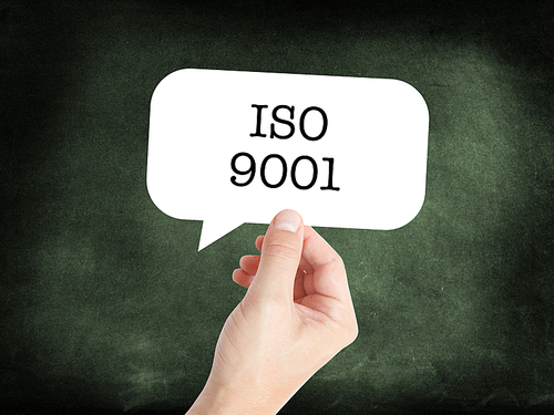 ISO 9001 written on a speechbubble