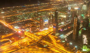 Dubai building at night illumination