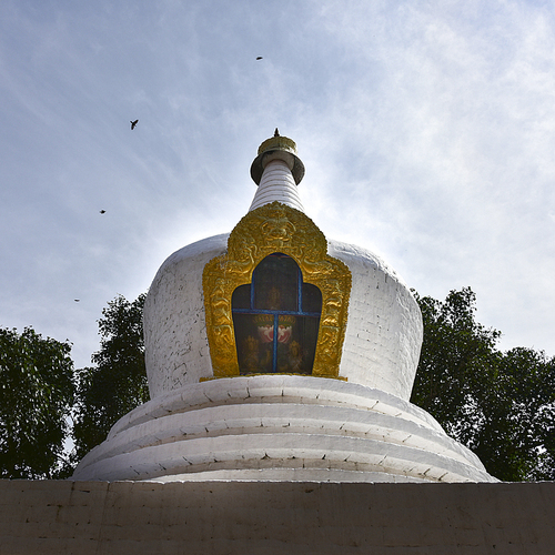 Low angle view of the stupa at Punakha Dzong, Punakha, Punakha Valley, Punakha District, Bhutan