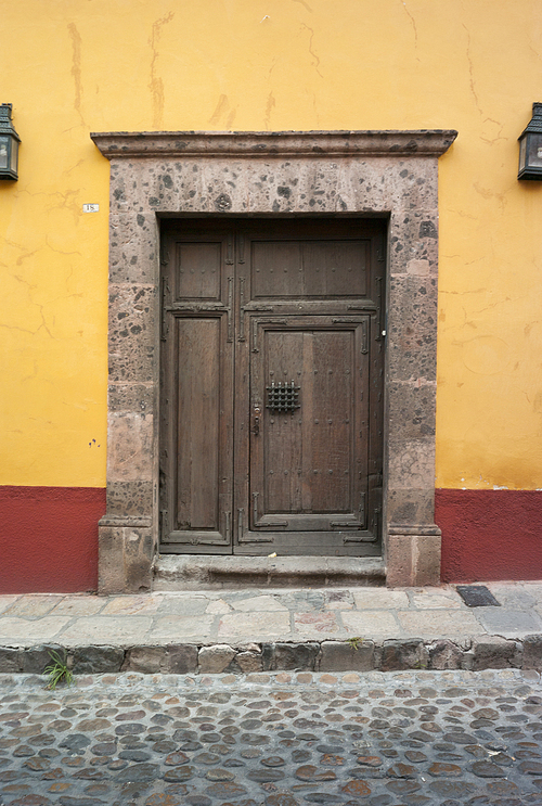 Wooden entrance door of a house, San Miguel de Allende, Guanajuato, Mexico