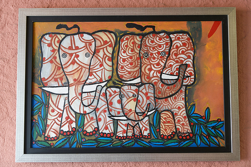 Painting of elephants on a wall, San Miguel de Allende, Guanajuato, Mexico
